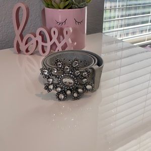 Silver Belt with Crystal Buckle